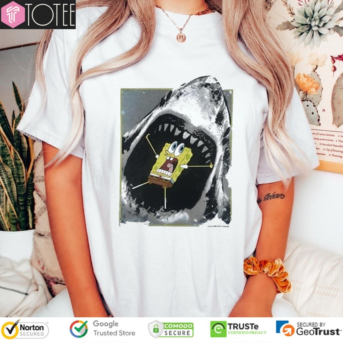 Shark Attack Spongebob Squarepants Jaws T-shirt