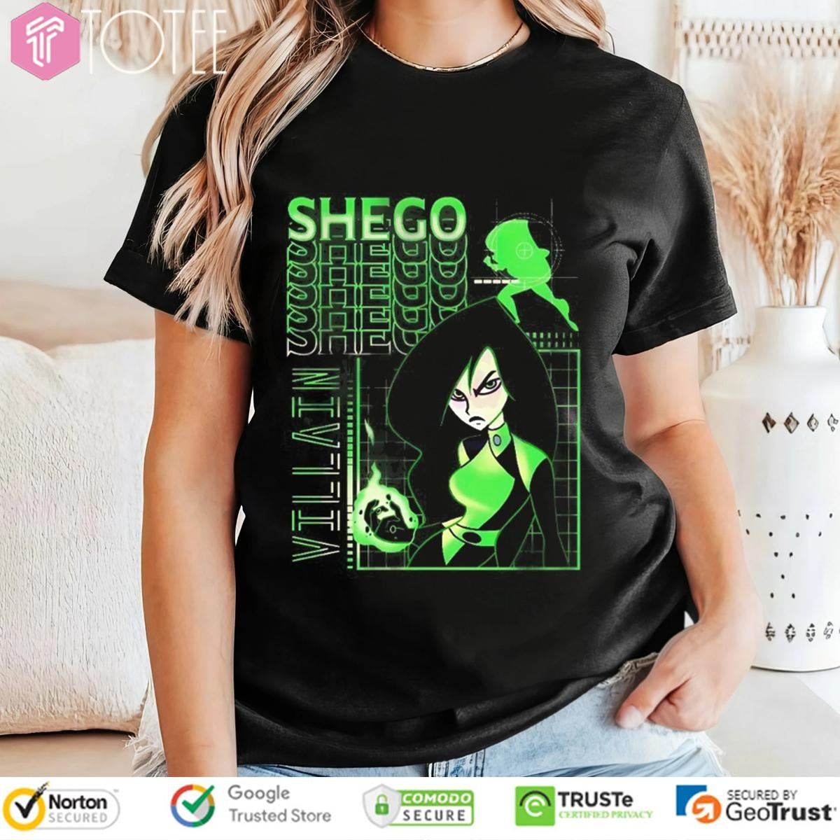 Shego Kim Possible Neon Villain Cartoon Graphic T-shirt