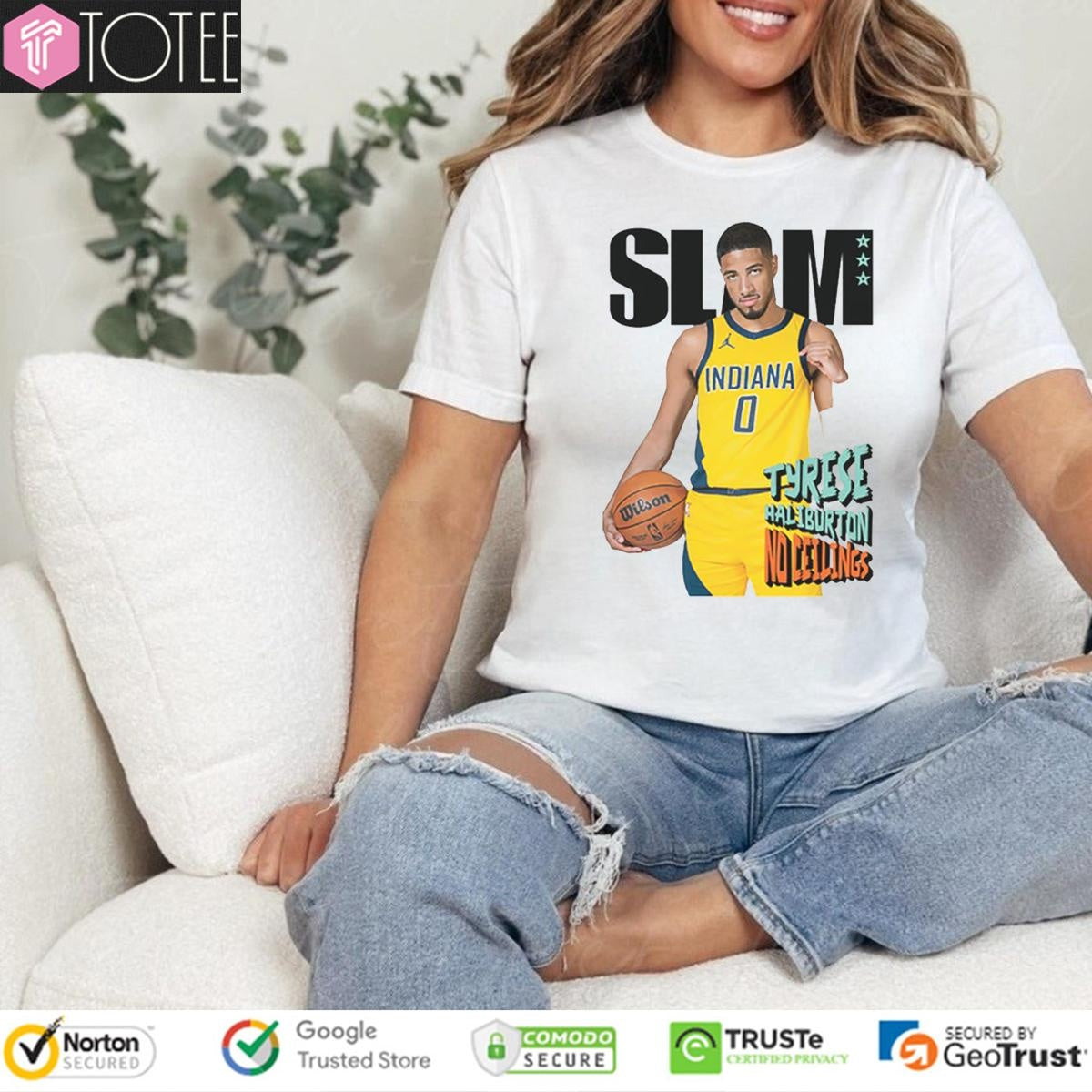 Slam Cover Tyrese Haliburton No Ceilings Indiana Pacers T-shirt