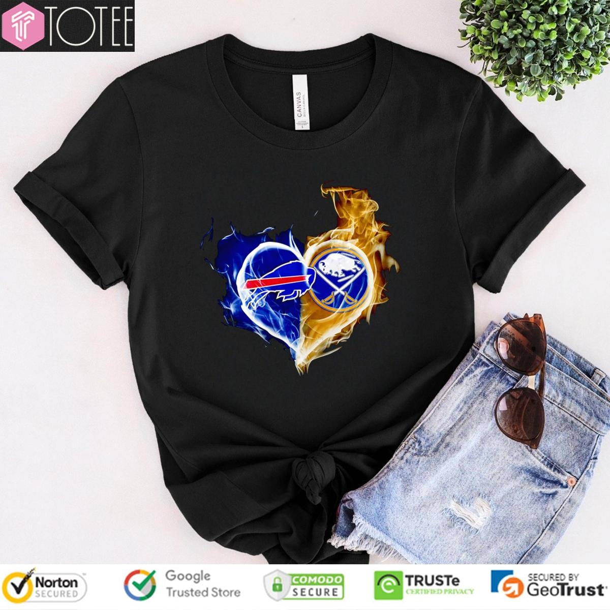 Smoke Heart Buffalo Bills Buffalo Sabres T-shirt