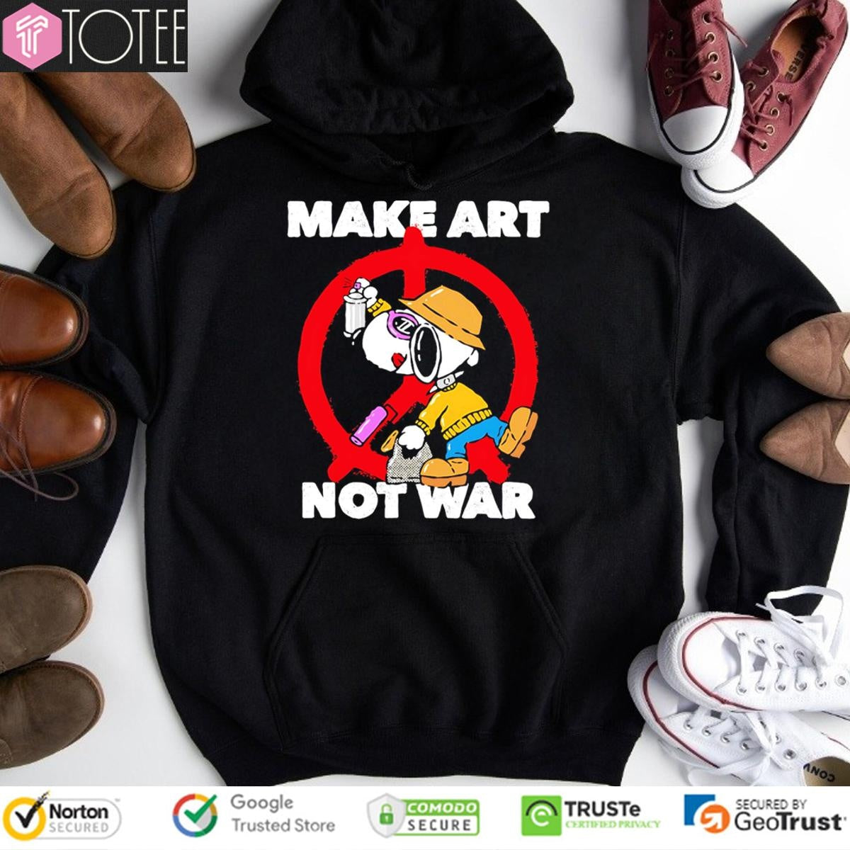 Snoopy Make Art Not War Peace Sign T-shirt