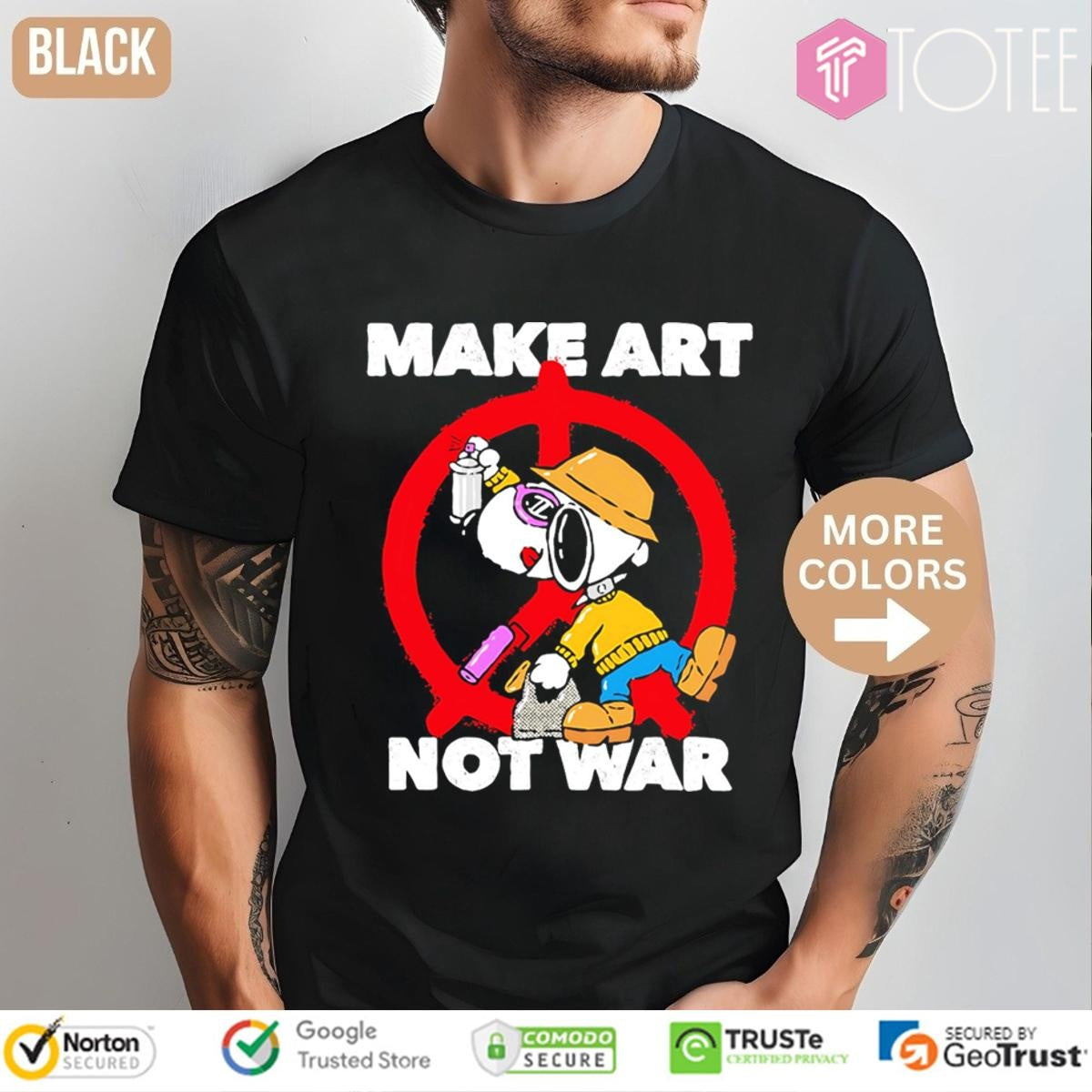 Snoopy Make Art Not War Peace Sign T-shirt