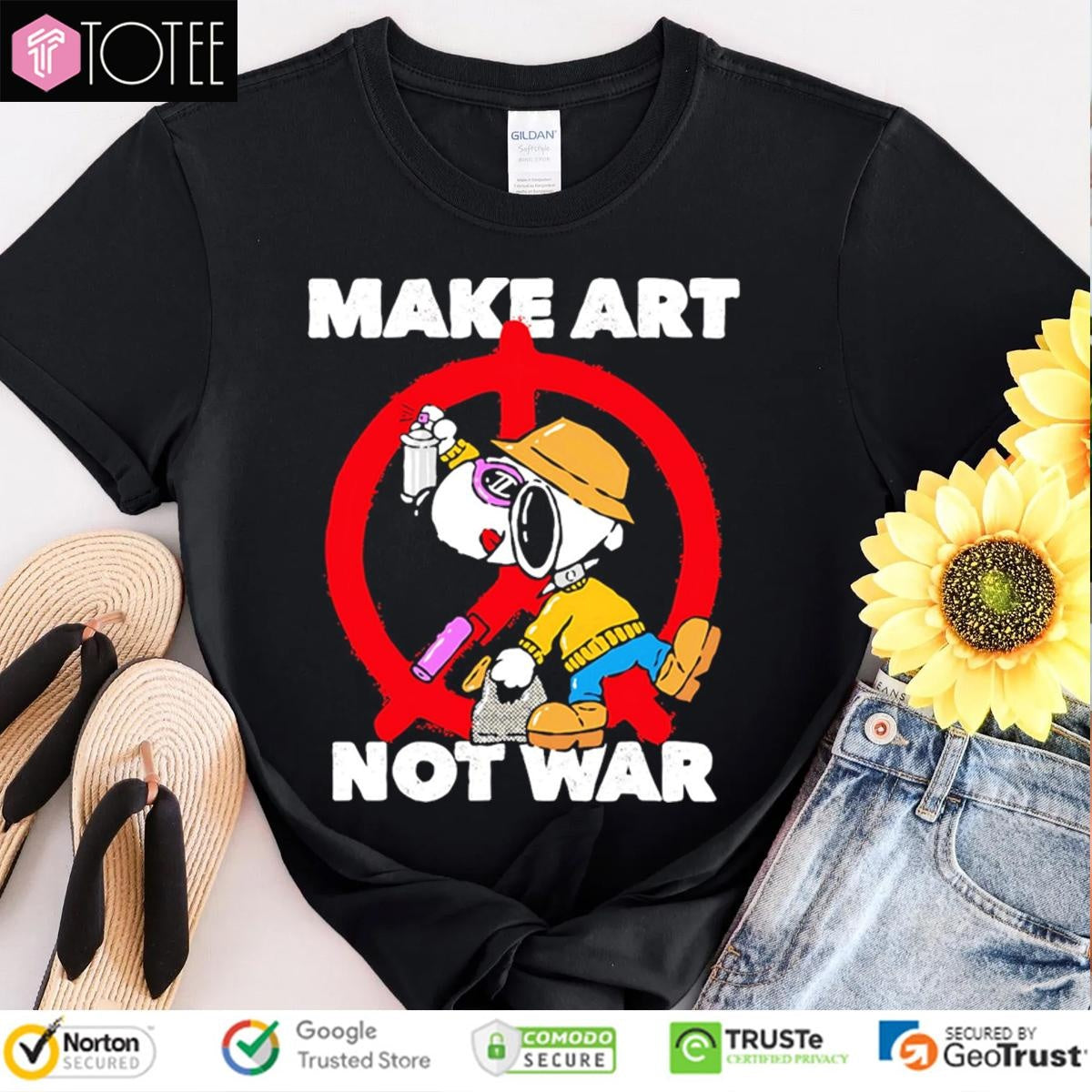 Snoopy Make Art Not War Peace Sign T-shirt