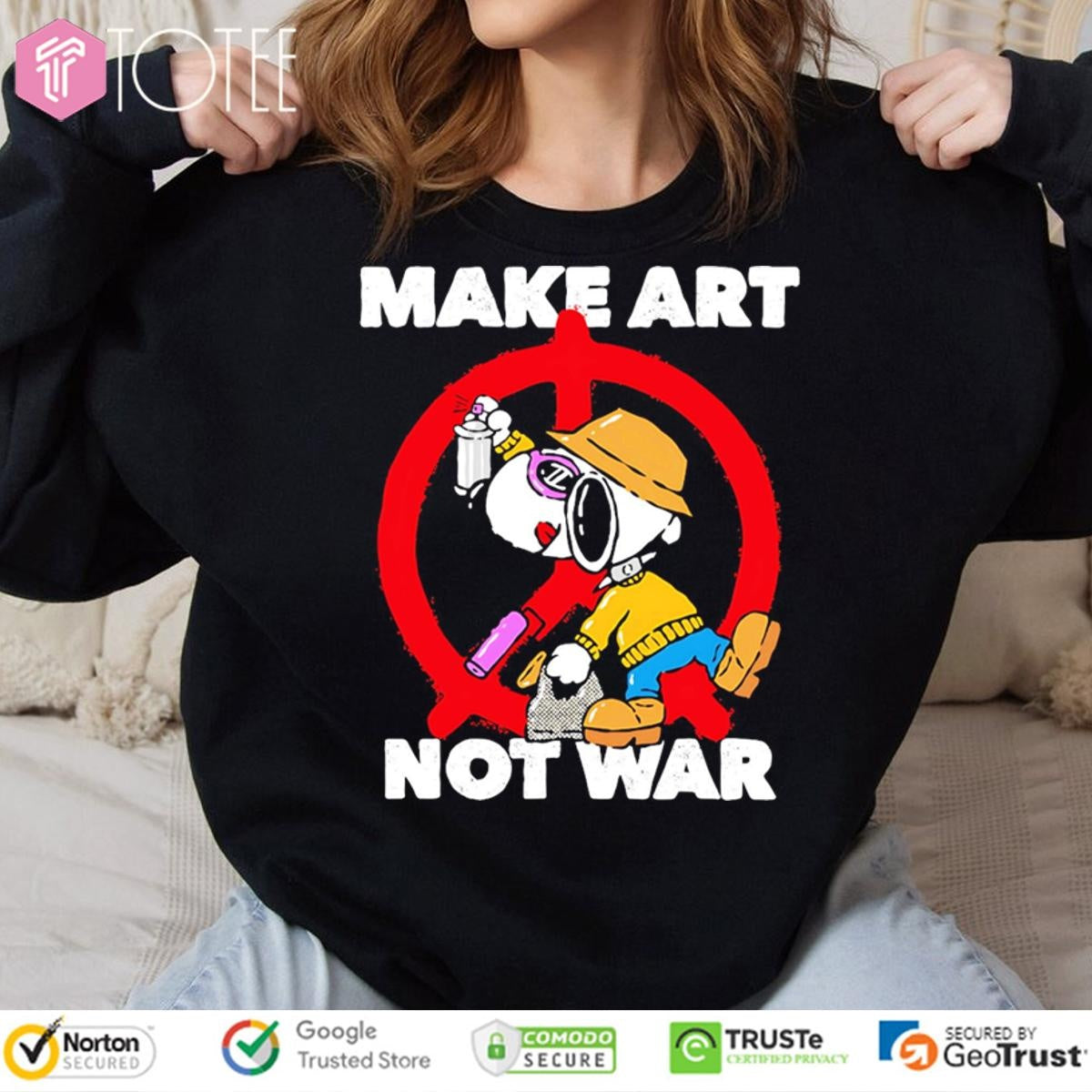 Snoopy Make Art Not War Peace Sign T-shirt