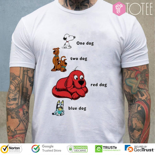 Snoopy One Dog Scooby Doo Two Dog Clifford Red Dog Blue Dog Bluey T-shirt
