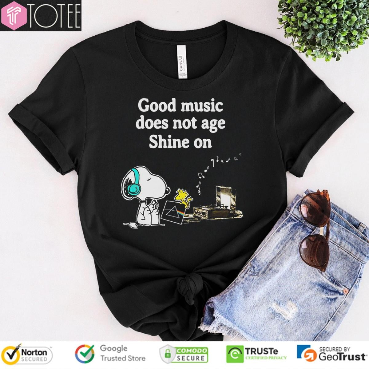 Snoopy Pink Floyd Good Music Does Not Age Shine On T-shirt
