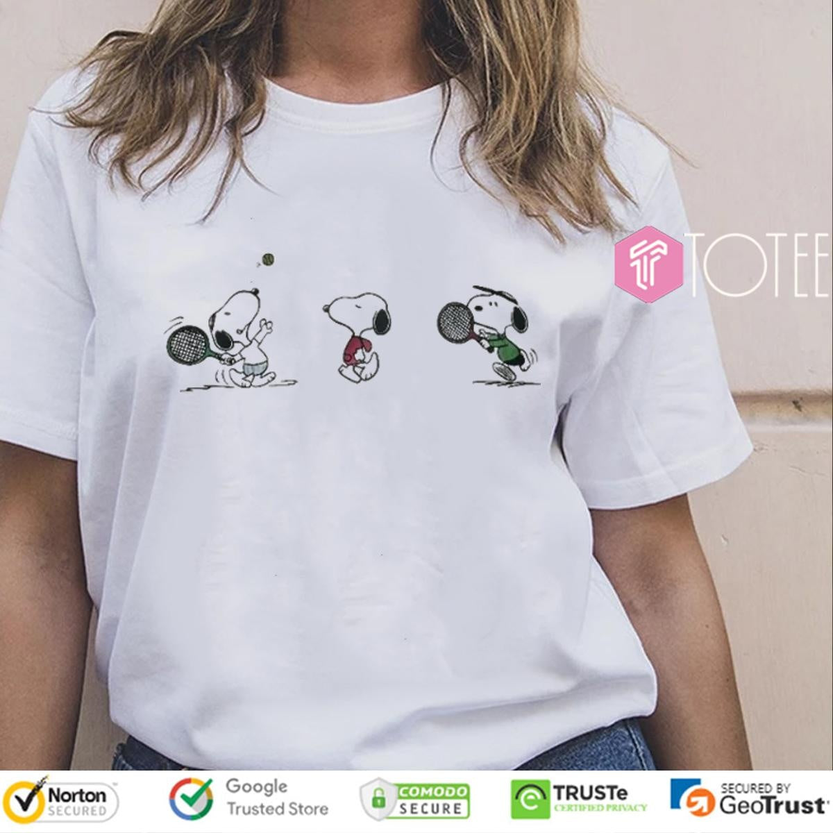 Snoopy Playing Tennis Cartoon T-shirt
