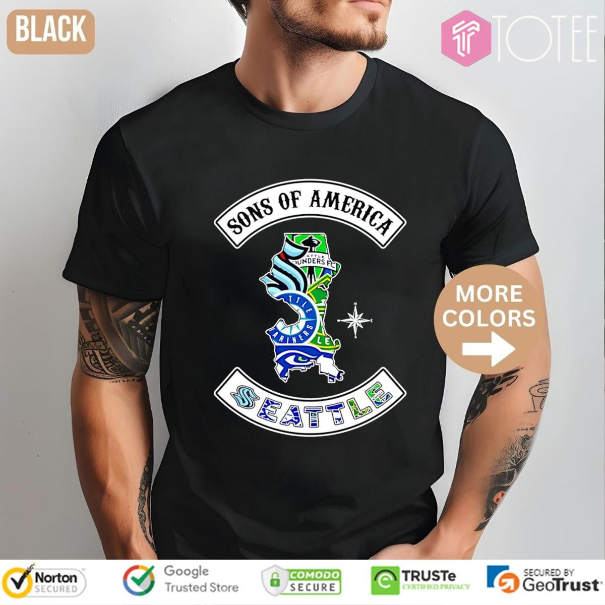 Sons Of America Seattle Sports Teams Parody Sons Of Anarchy Logo T-shirt