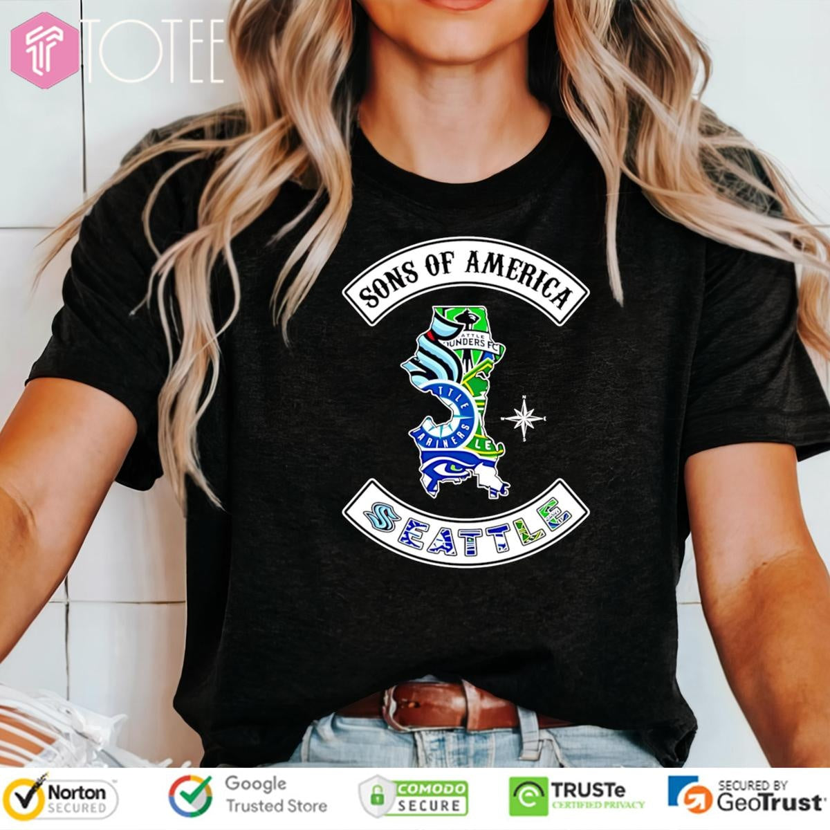 Sons Of America Seattle Sports Teams Parody Sons Of Anarchy Logo T-shirt