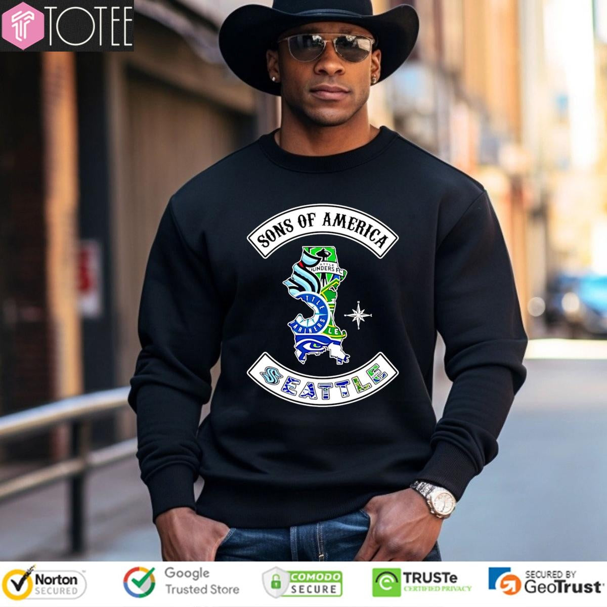 Sons Of America Seattle Sports Teams Parody Sons Of Anarchy Logo T-shirt