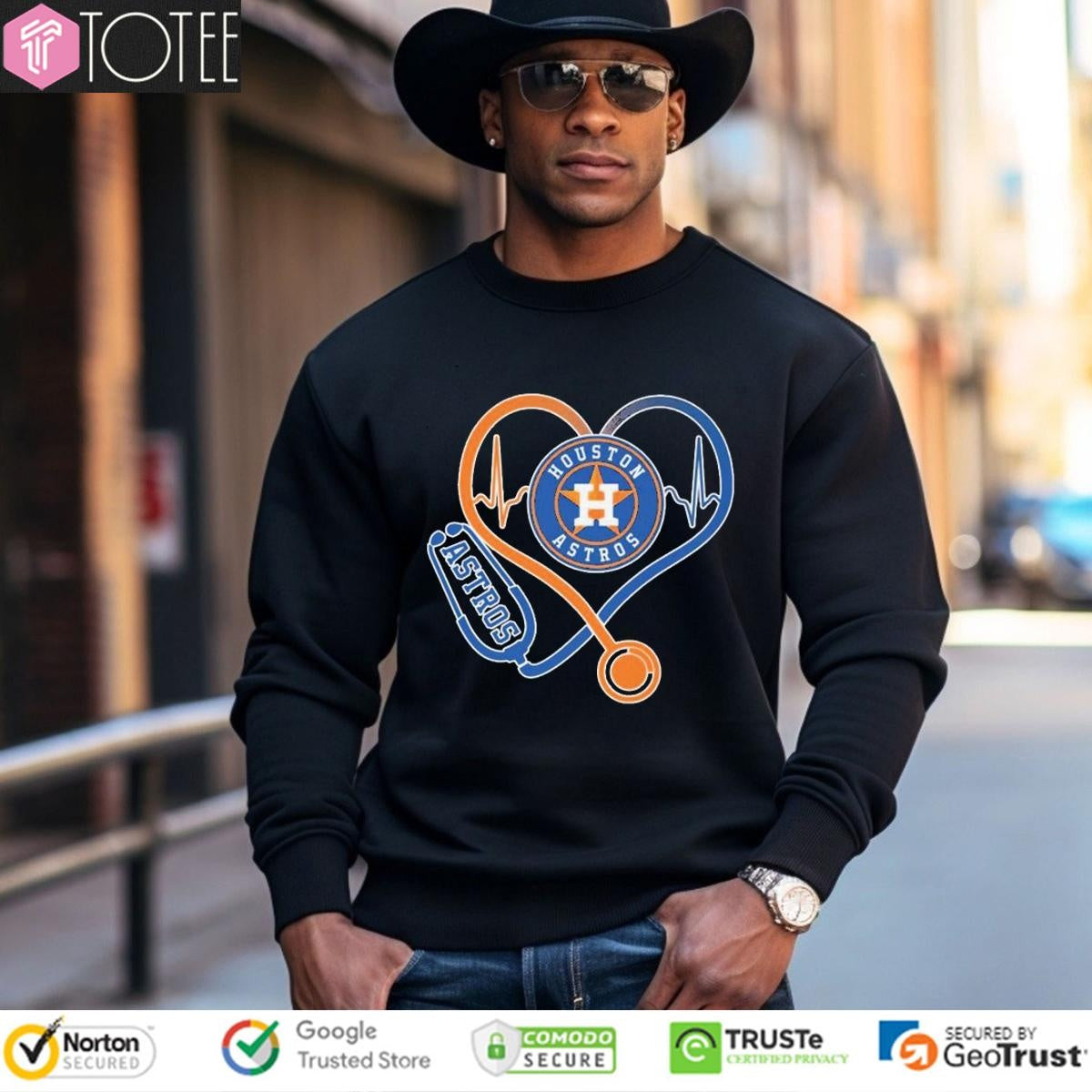 Stethoscope Heartbeat Nurse Houston Astros Baseball T-shirt