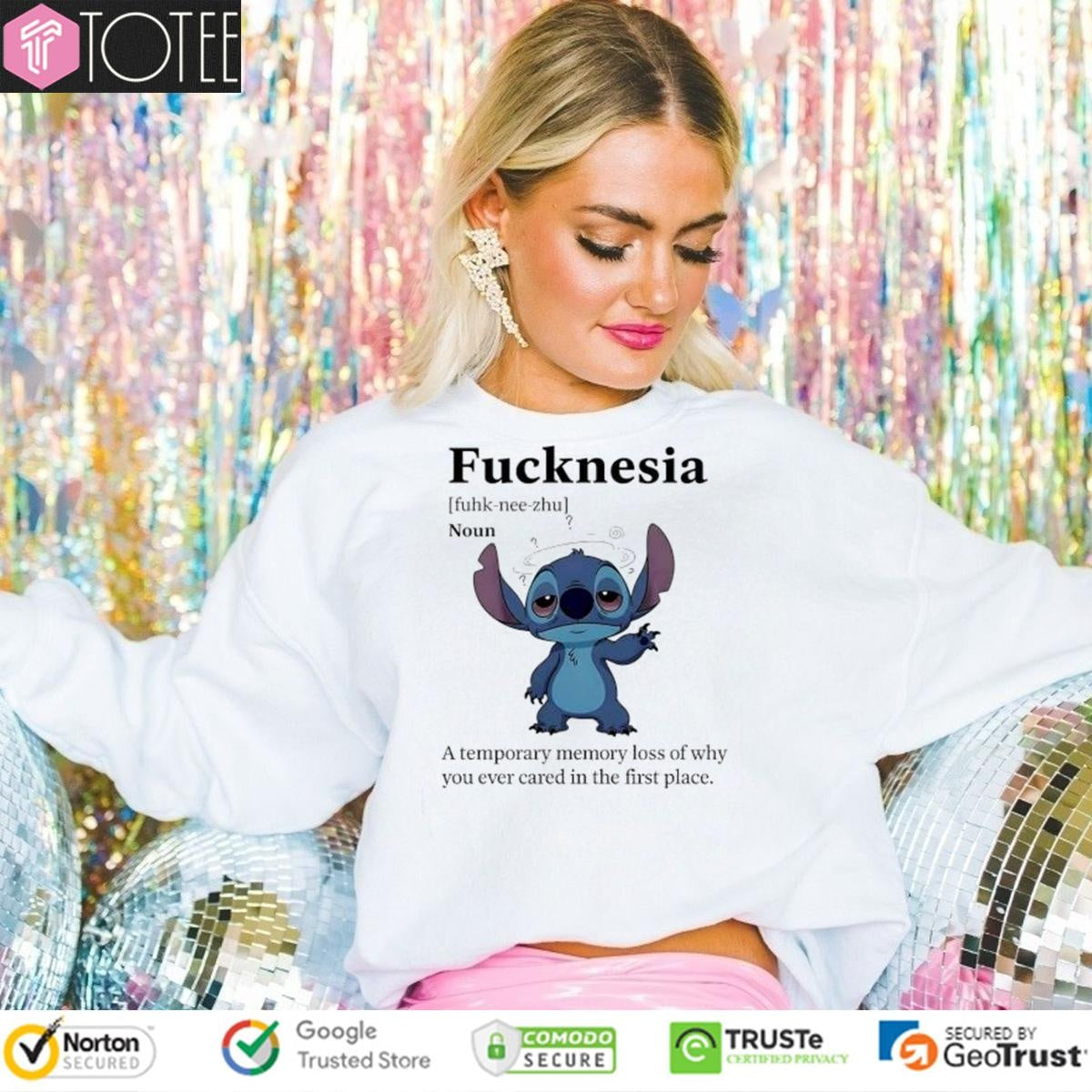 Stitch Fucknesia A Temporary Memory Loss Of Why You Ever Cared In The First Place T-shirt