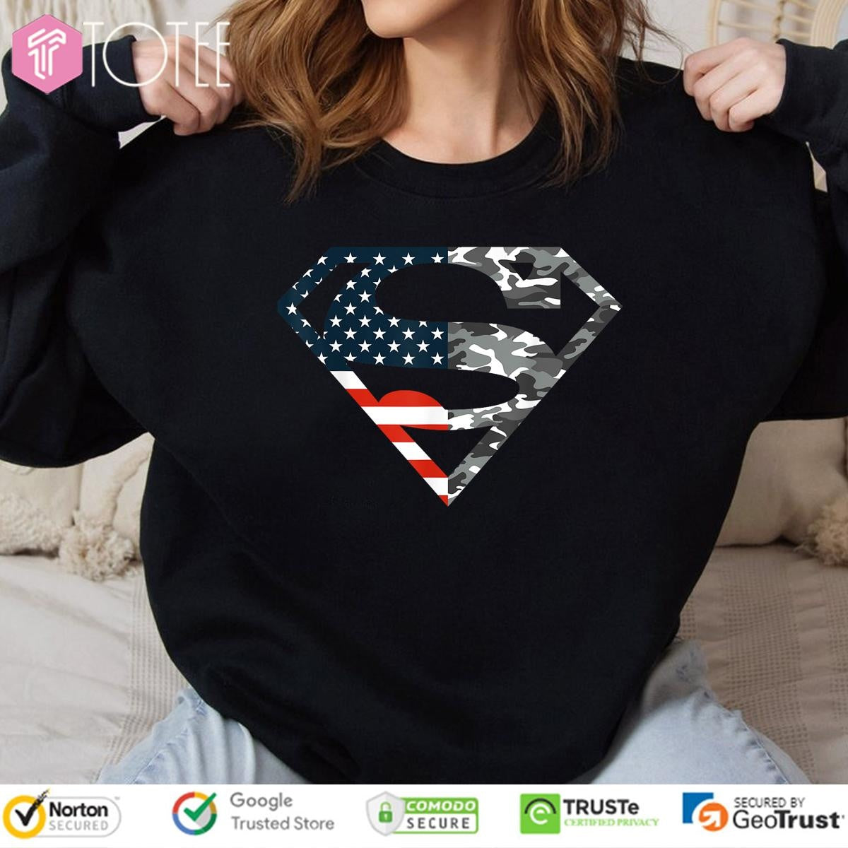 Superman Camo Logo American Flag 4Th Of July T-shirt