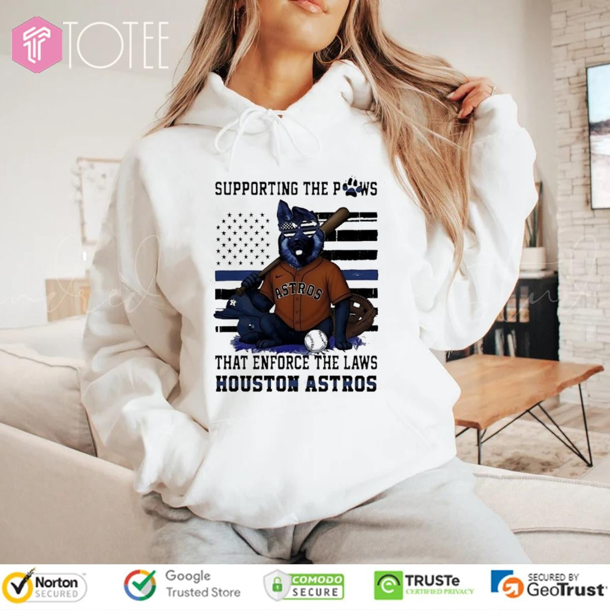 Supporting The Paws That Enforce The Laws Houston Astros Thin Blue Flag German Dog T-shirt