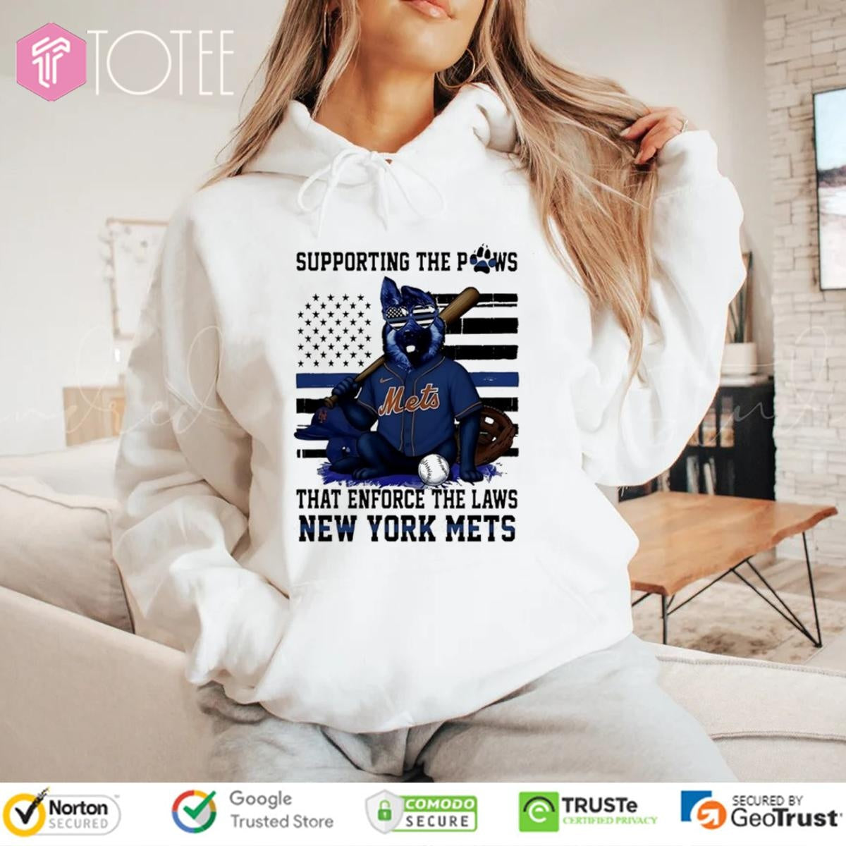 Supporting The Paws That Enforce The Laws New York Mets Thin Blue Flag German Dog T-shirt