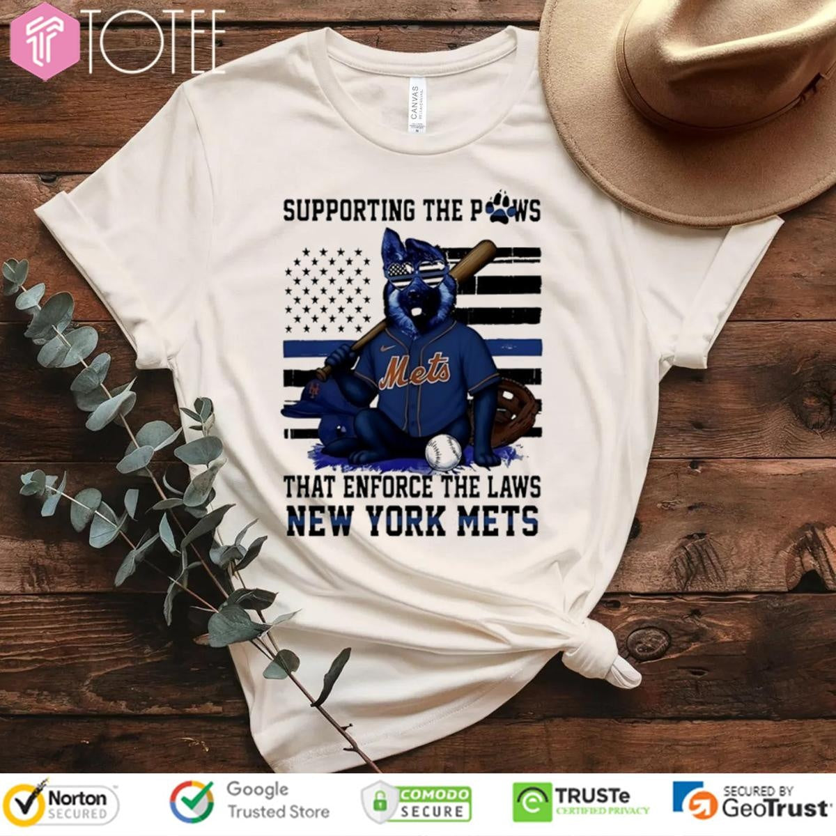 Supporting The Paws That Enforce The Laws New York Mets Thin Blue Flag German Dog T-shirt