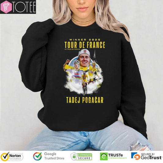 Tadej Pogacar Winner 4X Tour De France 2025 T-shirt