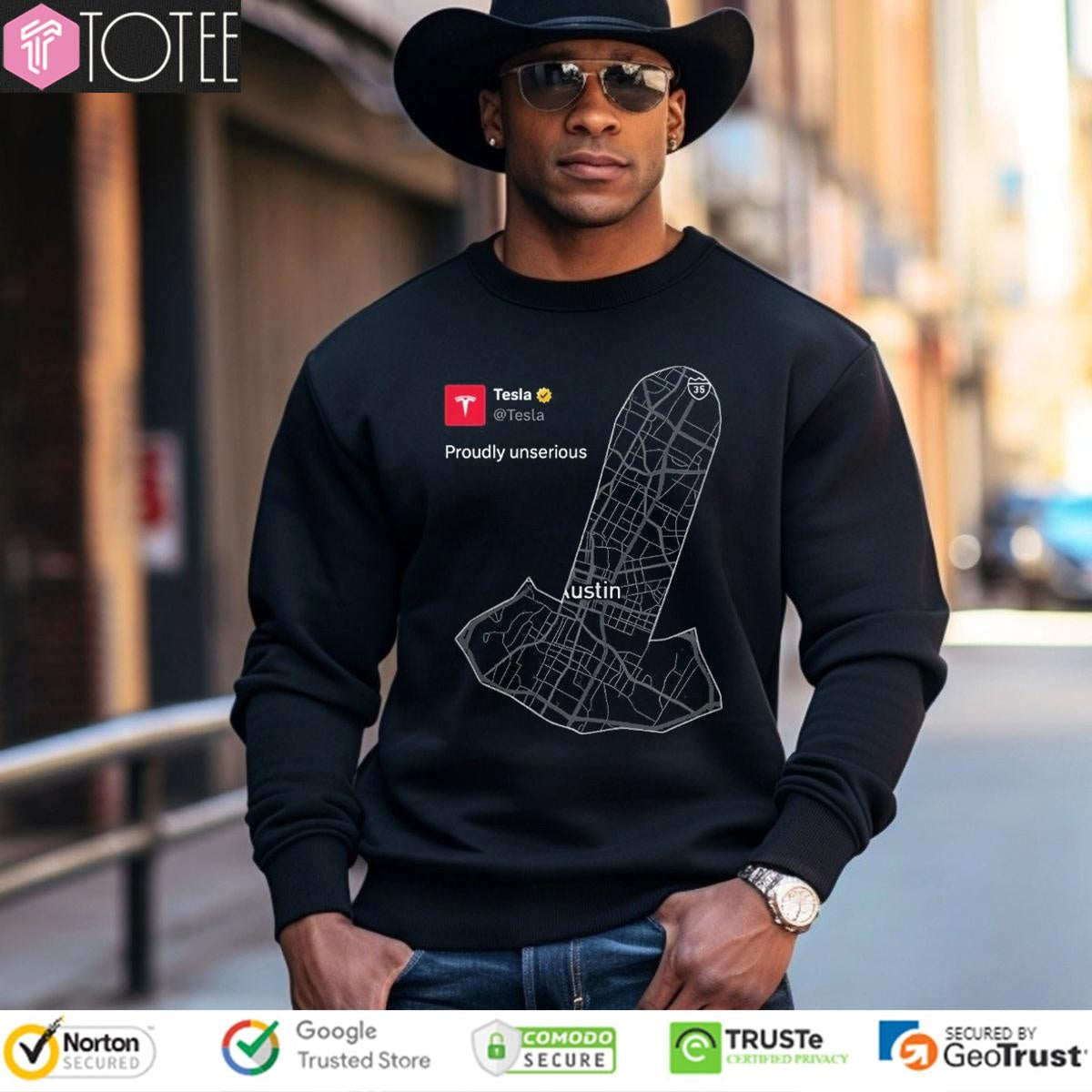 Teslas Penis Shaped Proudly Unserious Austin Map T-shirt