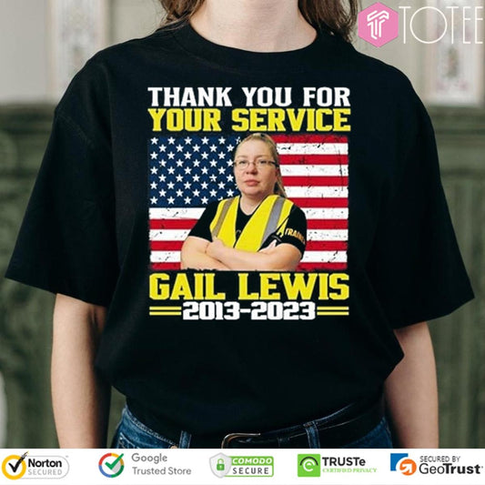 Thank You For Your Service Gail Lewis 2013-2023 American Flag T-shirt