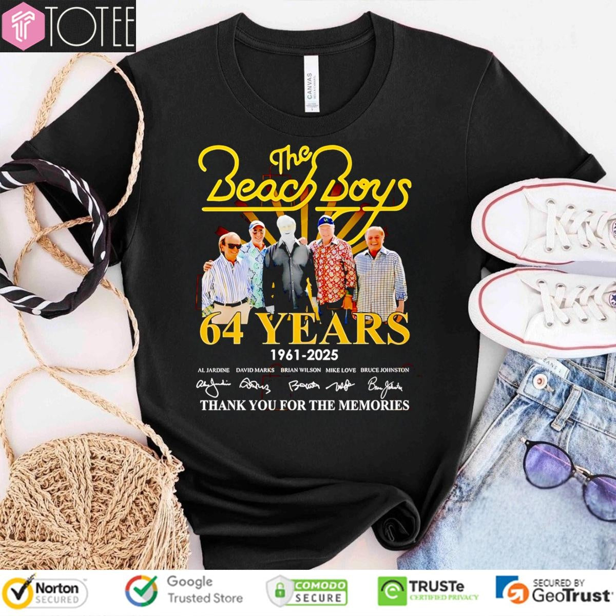 The Beach Boys 64 Years 1961-2025 Signatures Thank You T-shirt