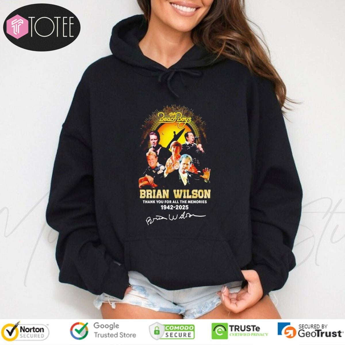 The Beach Boys Brian Wilson Thank You For All The Memories 1942-2025 Signature Hoodie