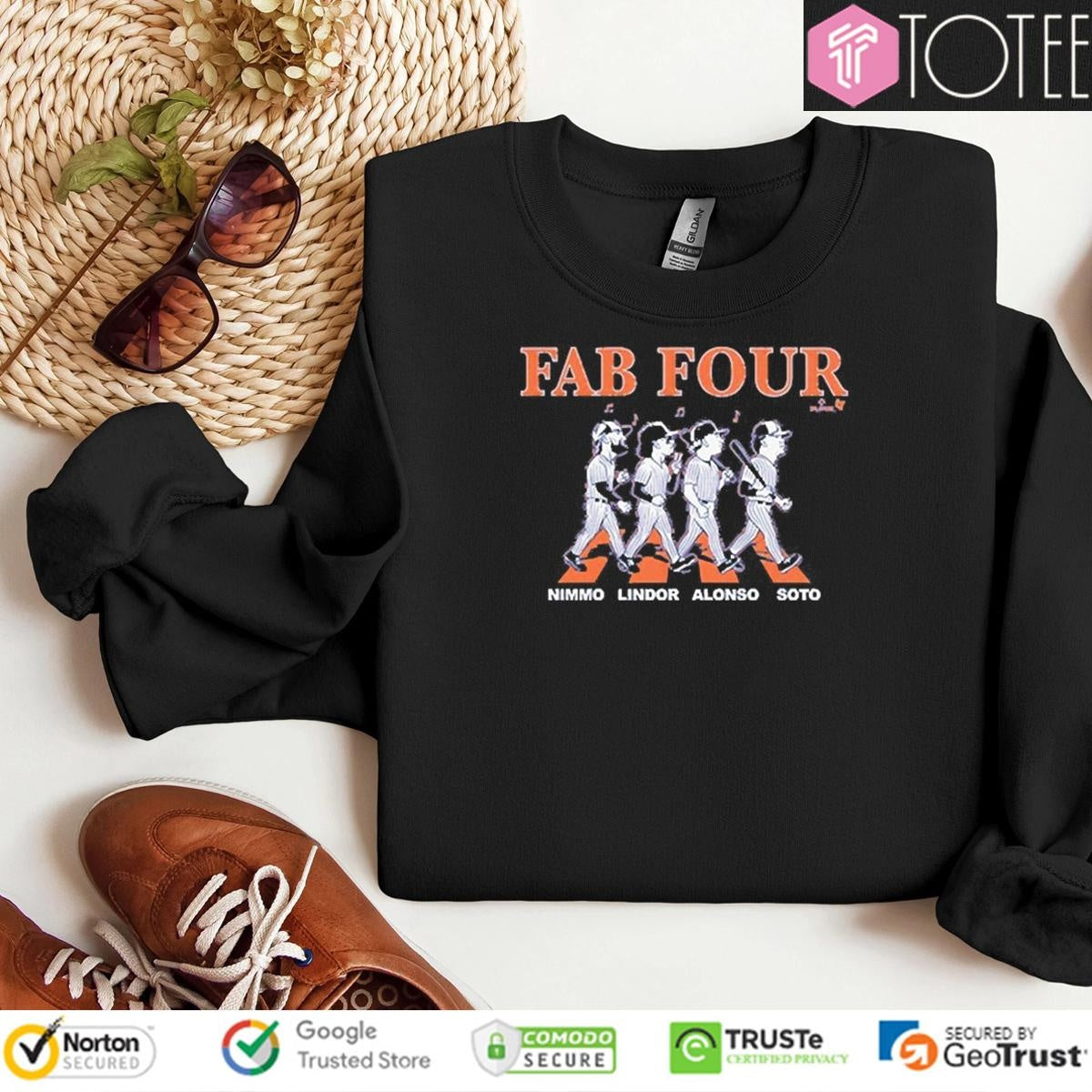 The Fab Four Album New York Mets Abbey Road Nimmo Lindor Soto Alonso Sweatshirt