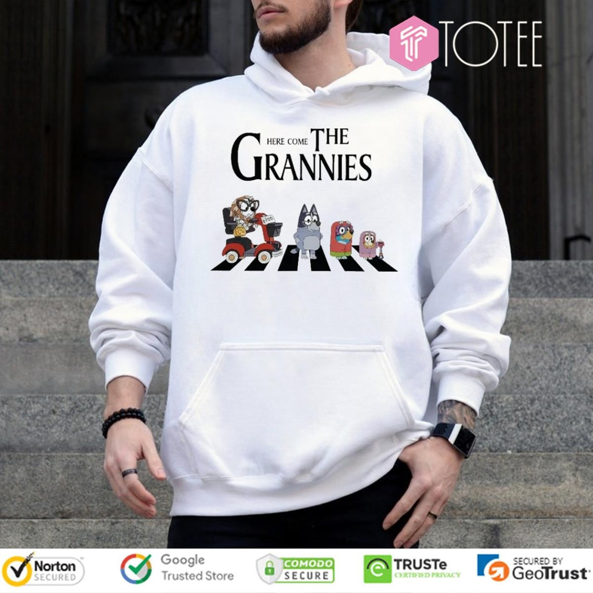 The Grannies Here Comes Bluey Dogs Family Cartoon Abbey Road T-shirt