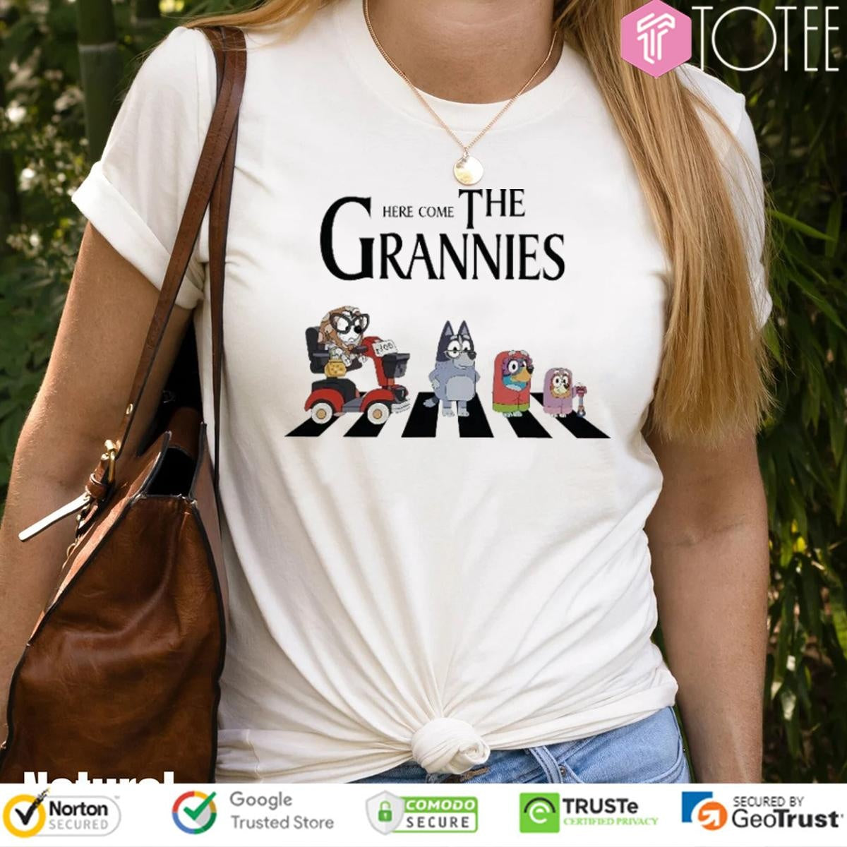 The Grannies Here Comes Bluey Dogs Family Cartoon Abbey Road T-shirt