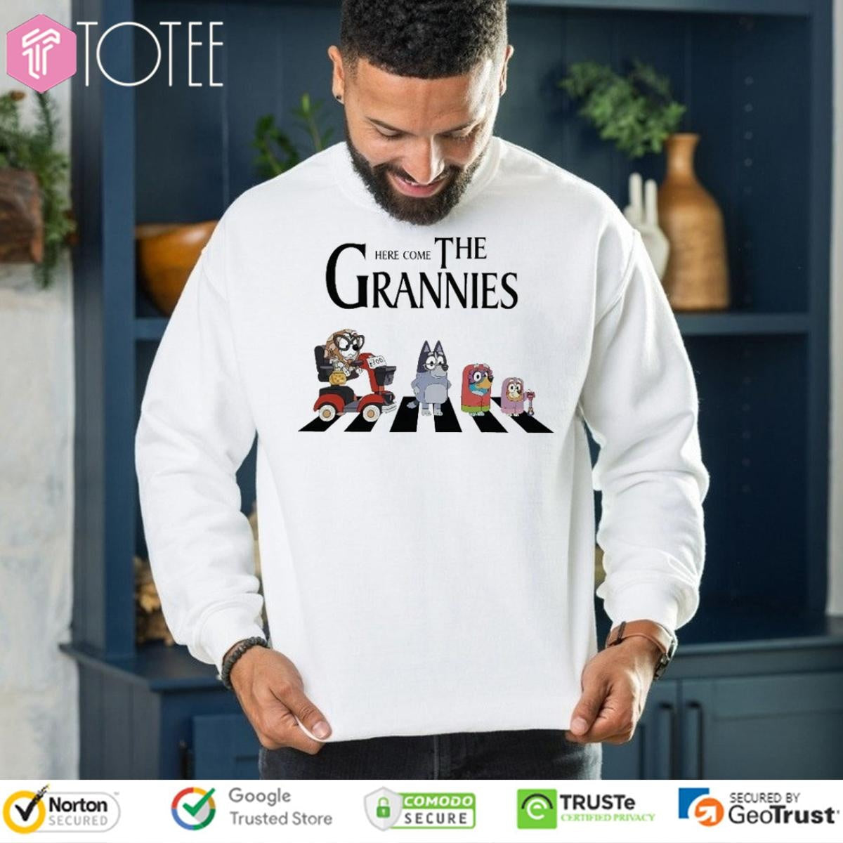 The Grannies Here Comes Bluey Dogs Family Cartoon Abbey Road T-shirt