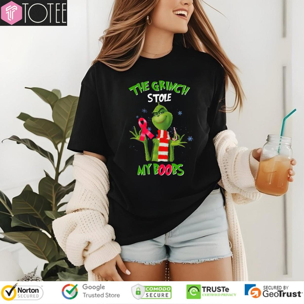 The Grinch Stole My Boobs Breast Cancer T-shirt