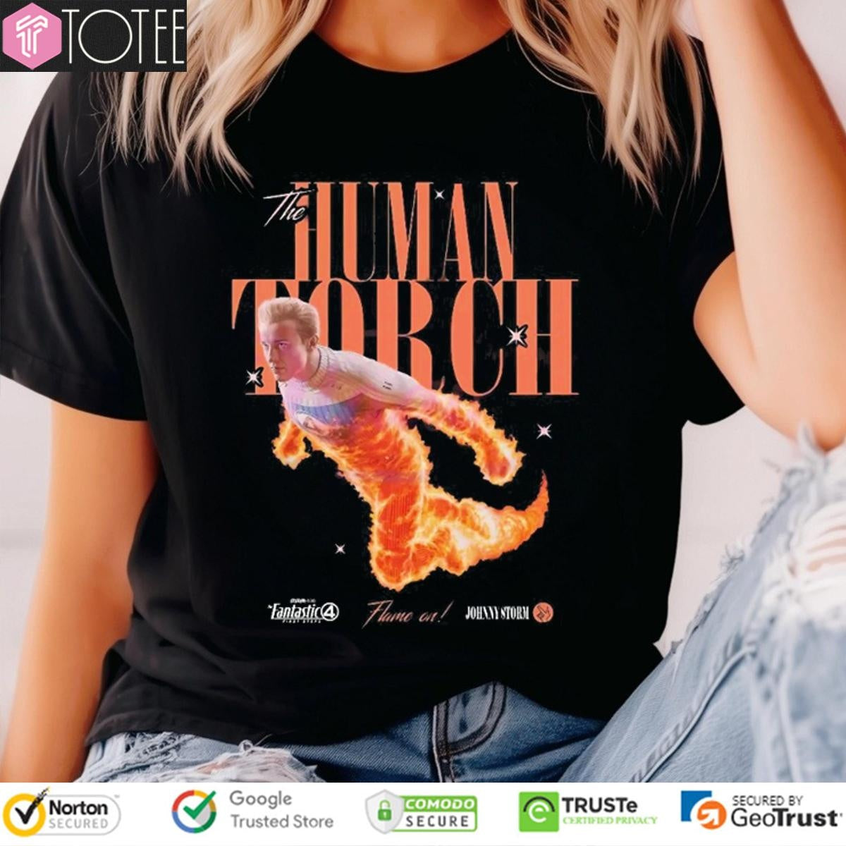 The Human Torch Johnny Storm Flame Marvel Fantastic Four First Steps T-shirt