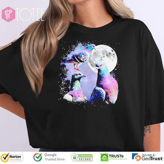 Three Pigeon At The Moon T-shirt