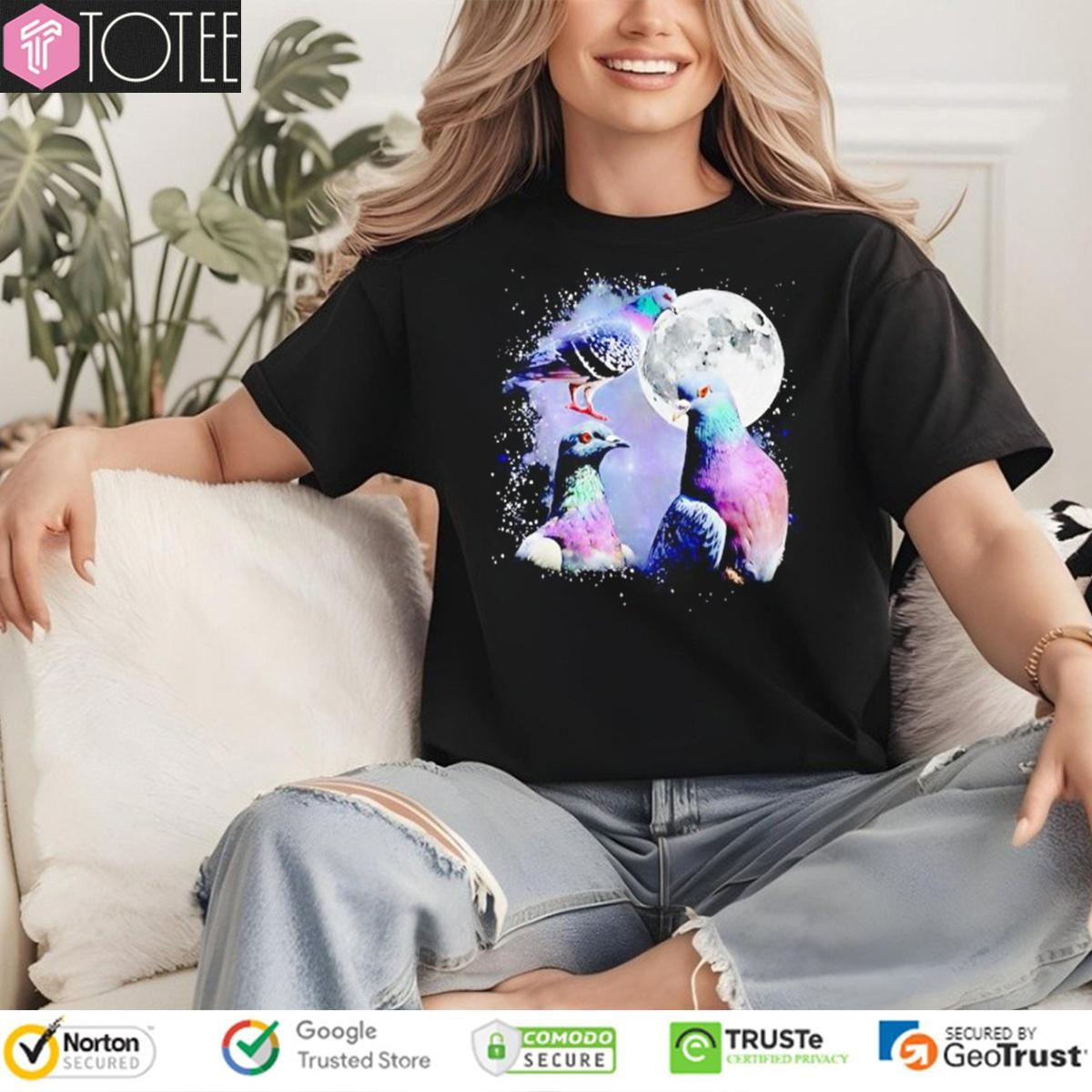 Three Pigeon At The Moon T-shirt