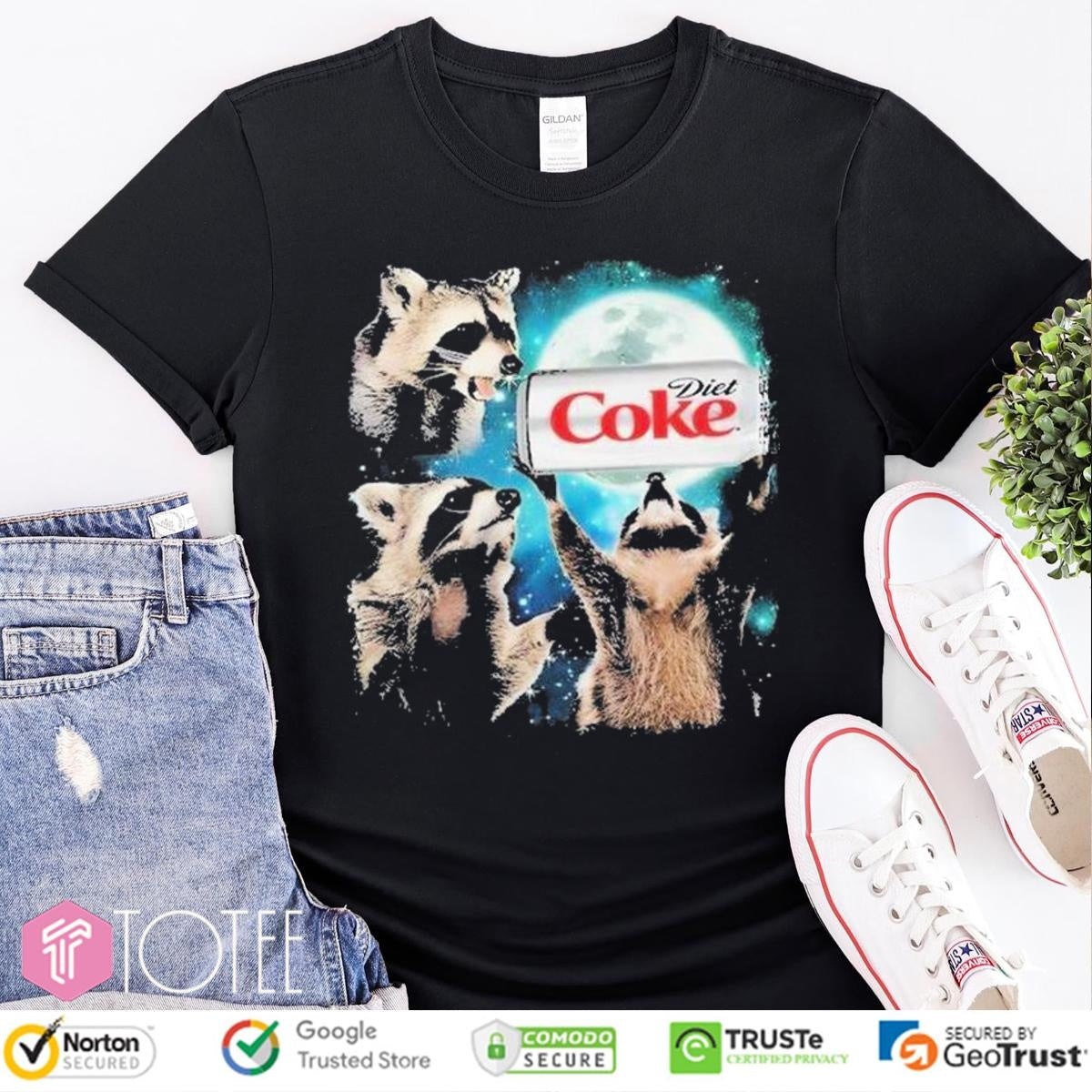 Three Raccoons Diet Coke Moon T-shirt