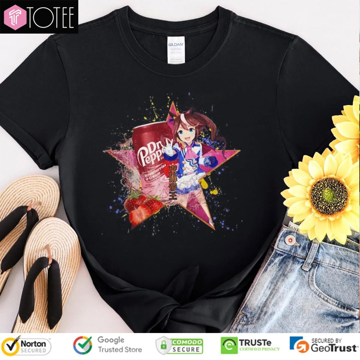 Tokai Teio Umamusume Dr Pepper Strawberries Cream Drink Anime T-shirt
