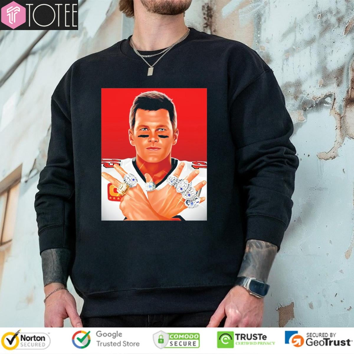 Tom Brady Super Bowl Rings New England Patriots Graphic Sweatshirt