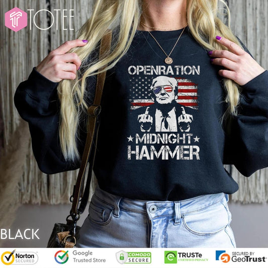 Trump Middle Finger Operation Midnight Hammer B-2 Bomber Usa Flag T-shirt