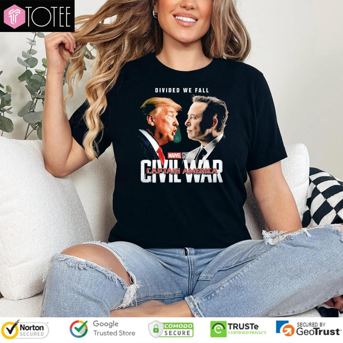 Trump Vs Elon Musk Civil Wars Divided We Fall T-shirt