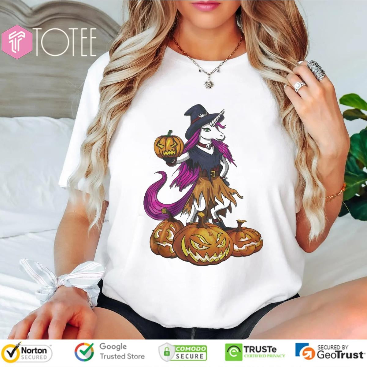 Unicorn Witch Spooky Halloween Pumpkin T-shirt