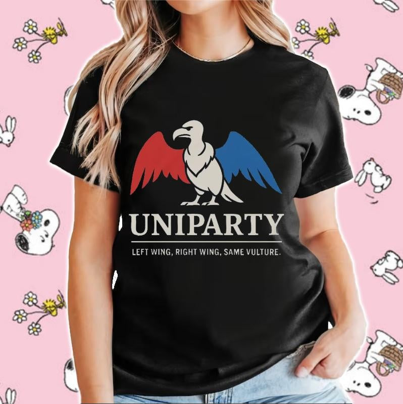 Uniparty Political Satire Left Wing Right Wing Same Vulture T-shirt