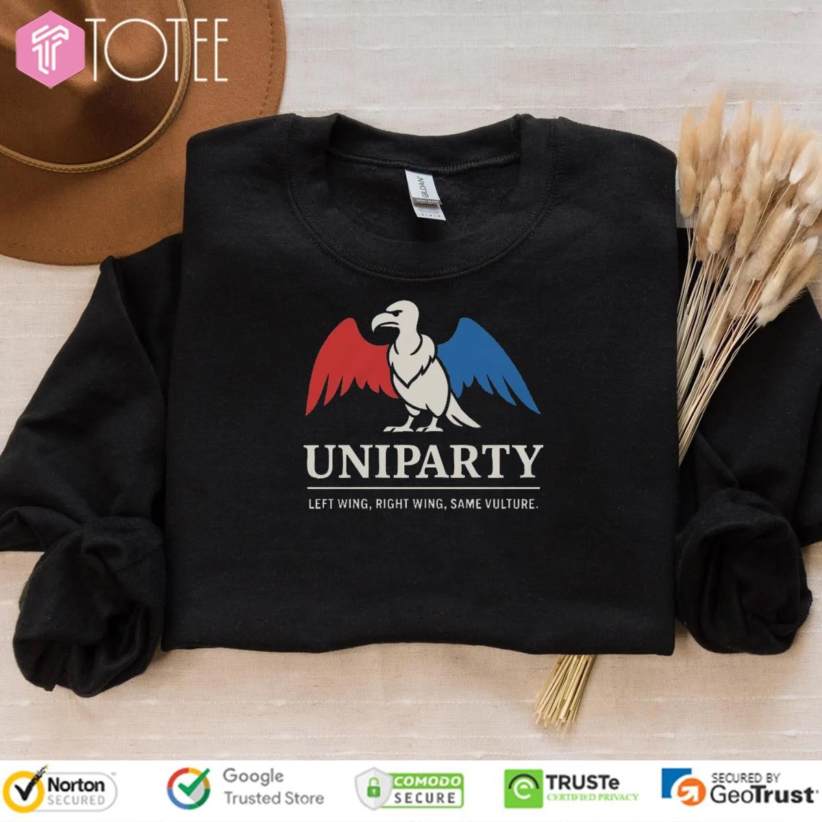 Uniparty Political Satire Left Wing Right Wing Same Vulture T-shirt
