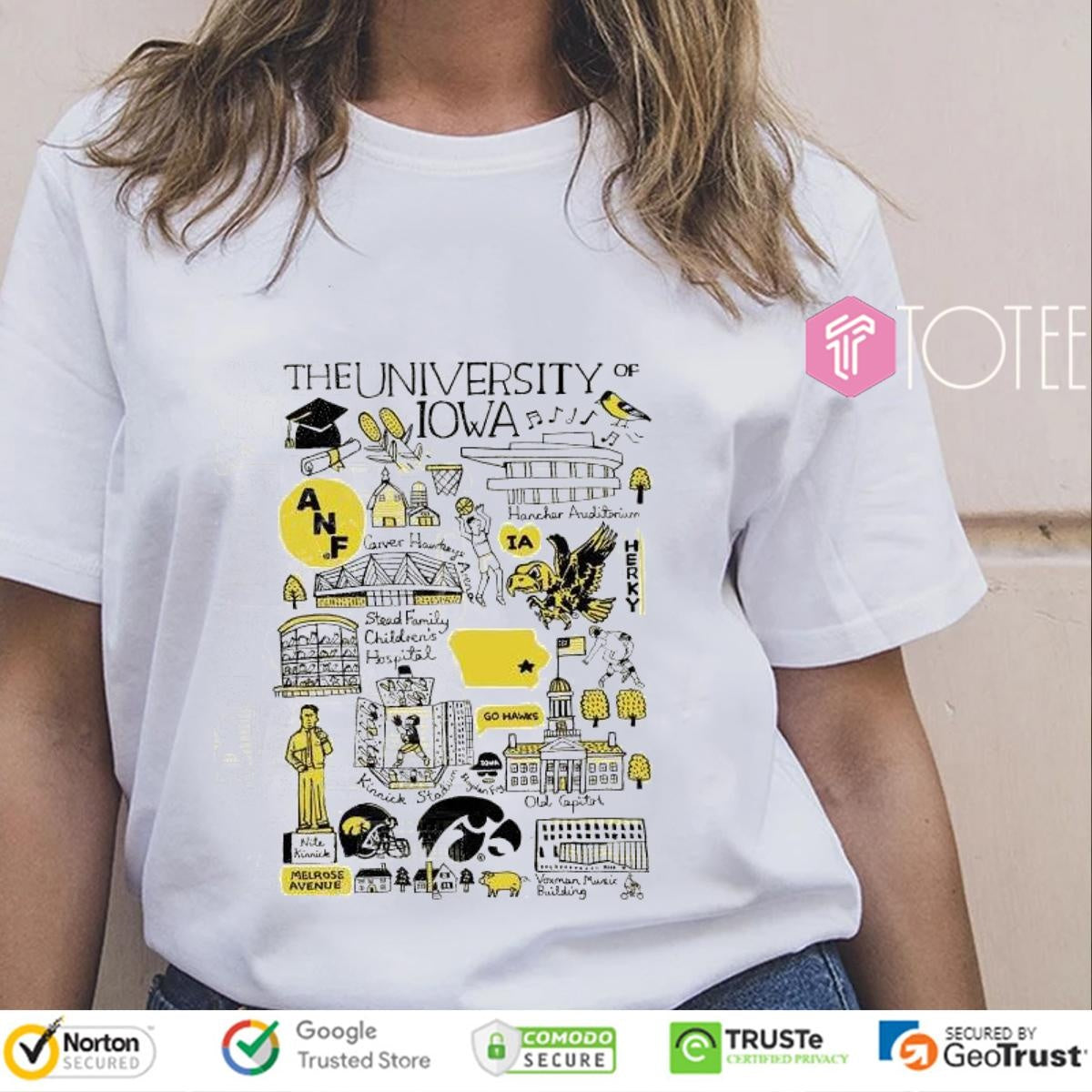 University Of Iowa Hawkeyes Art Illustration T-shirt