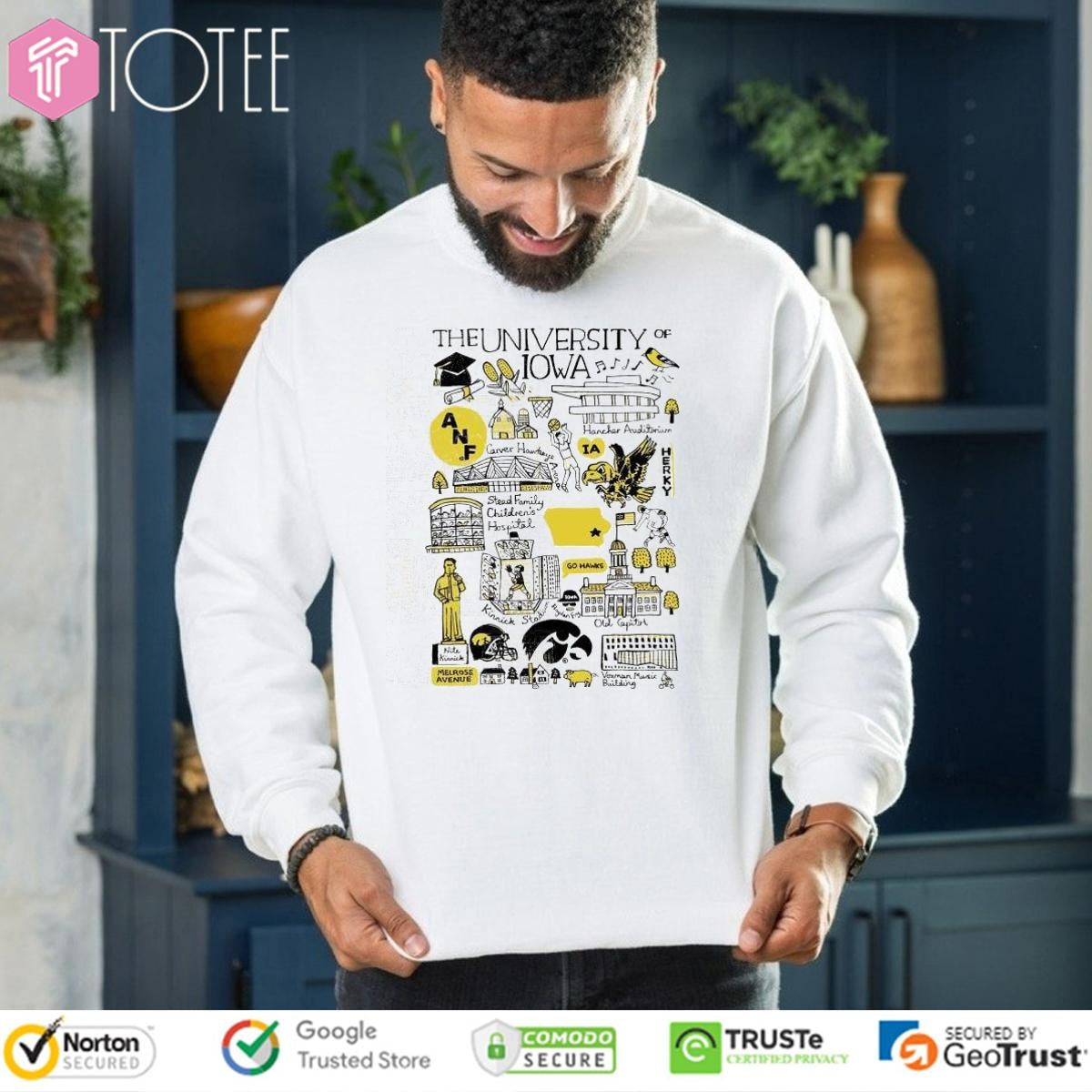 University Of Iowa Hawkeyes Art Illustration T-shirt