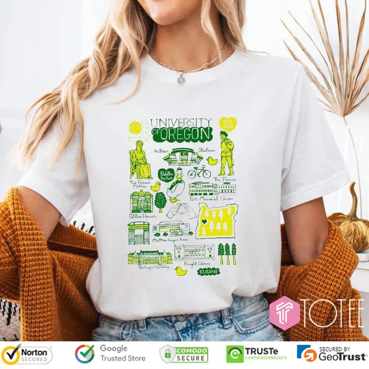 University Of Oregon Ducks Art Illustration T-shirt