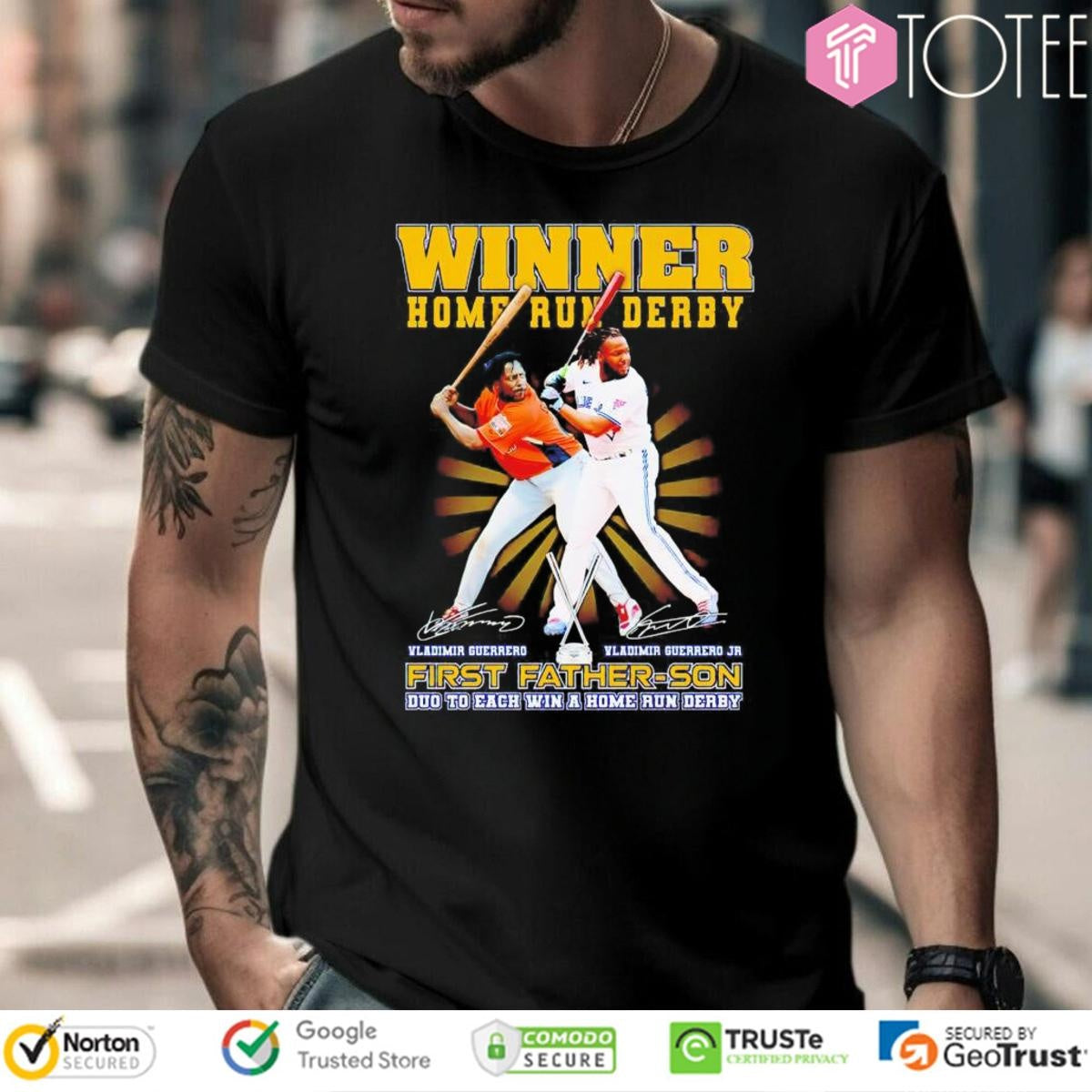 Vladimir Guerrero Father-Son Winner Home Run Derby Signatures T-shirt