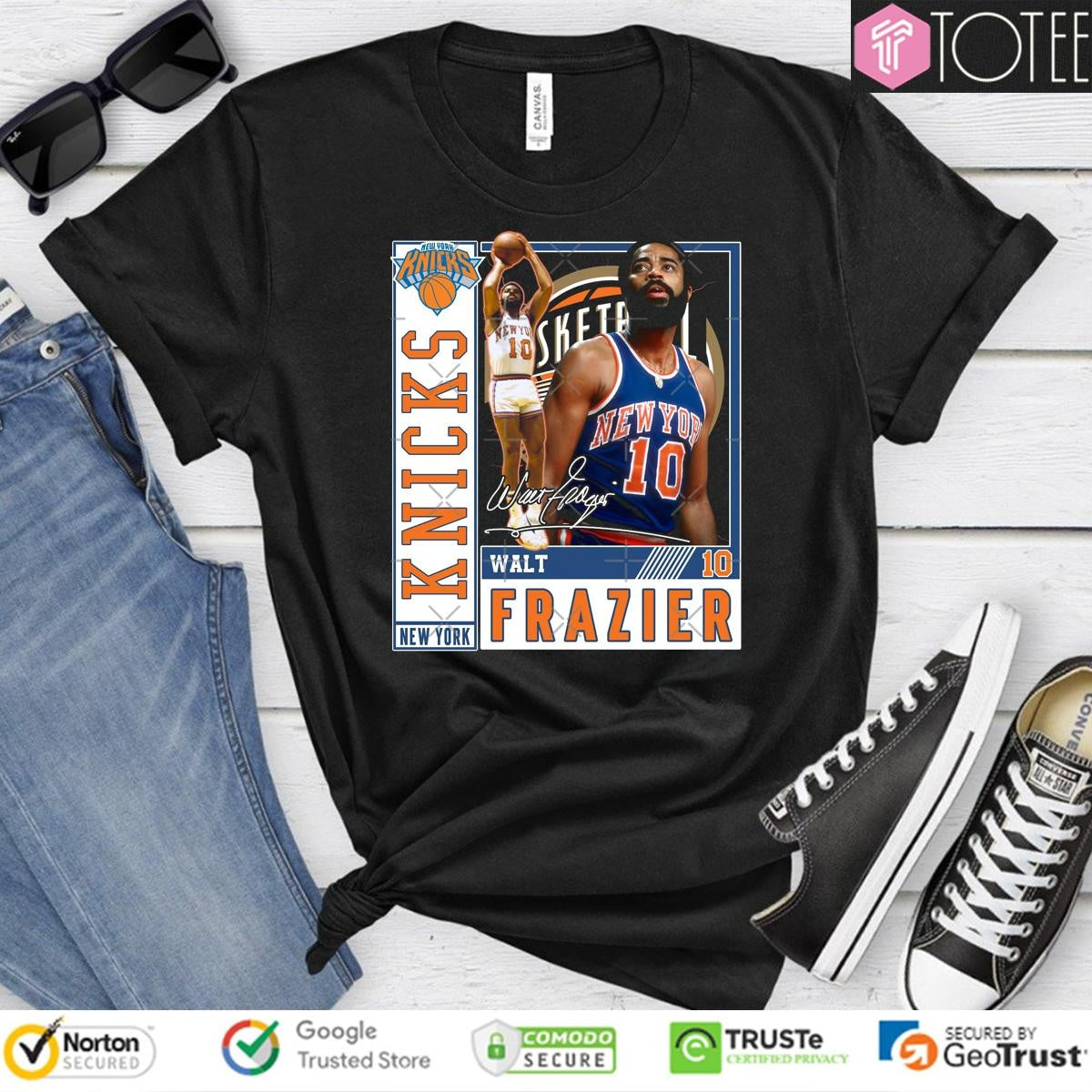Walt Frazier Clyde New York Knicks Basketball Legend Signature T-shirt