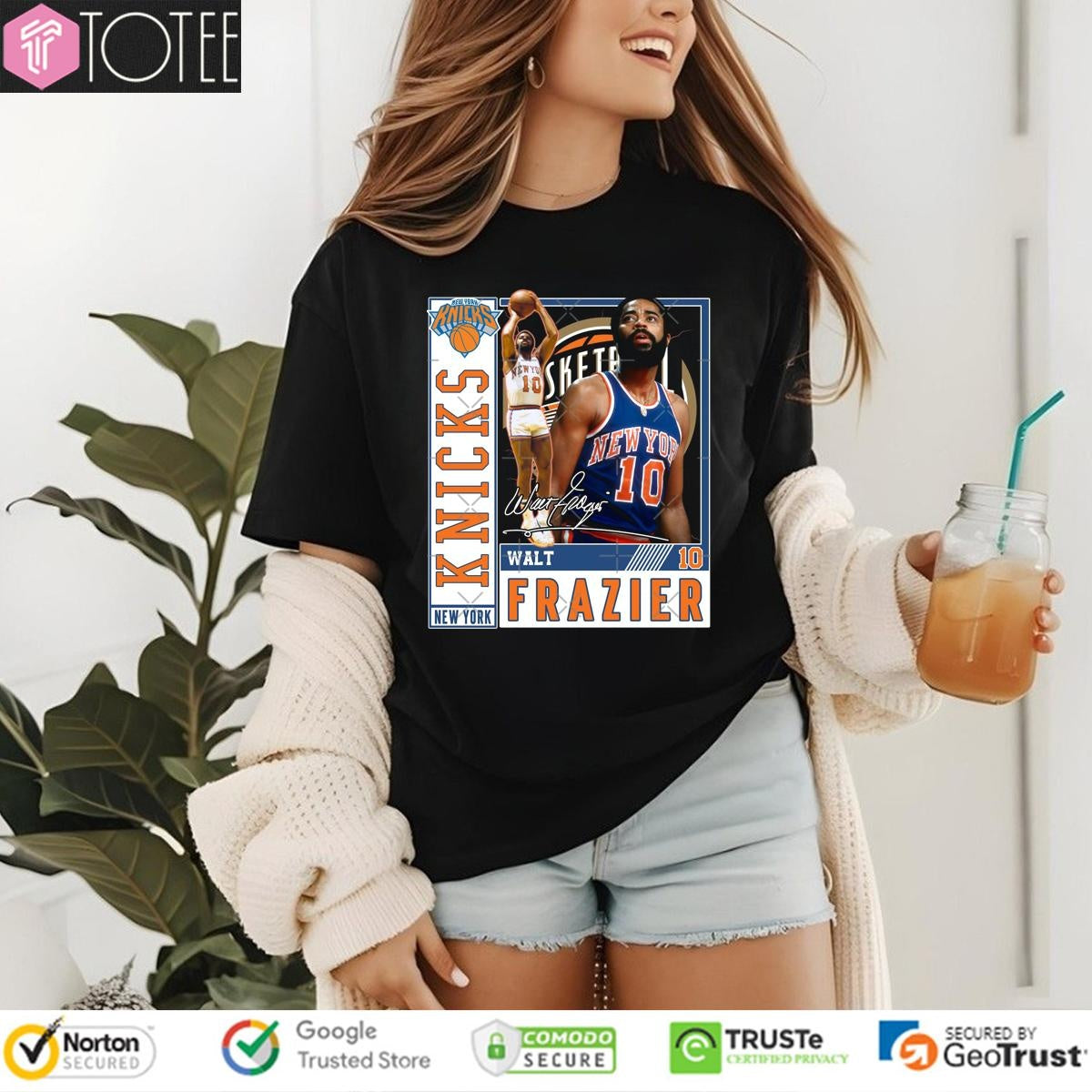 Walt Frazier Clyde New York Knicks Basketball Legend Signature T-shirt