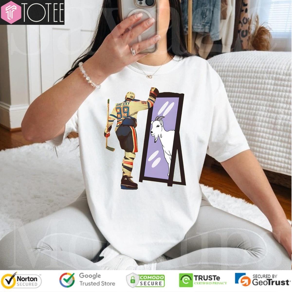 Wayne Gretzky Goat Mirror Edmonton Oilers T-shirt