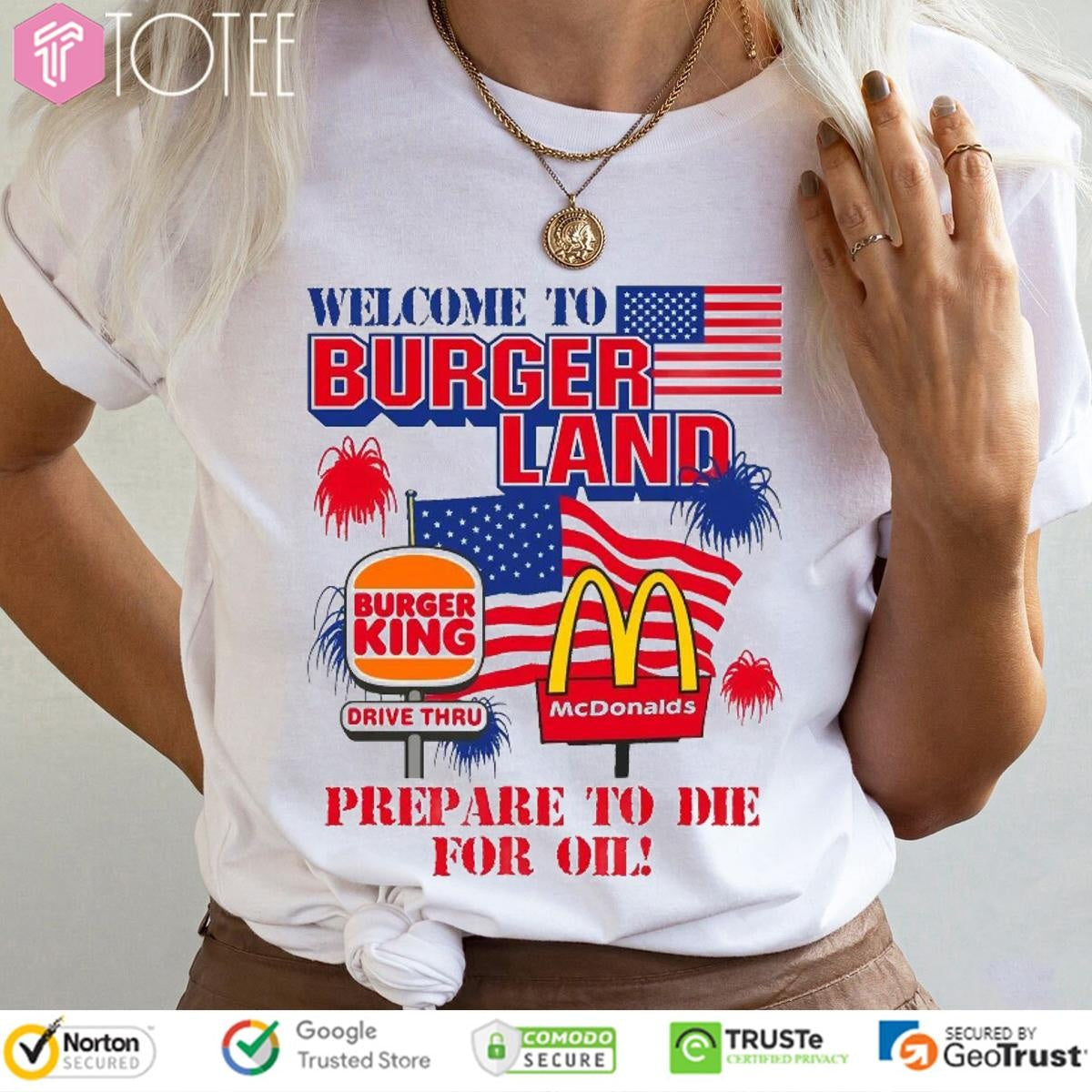Welcome To Burgerland Prepare To Die For Oil Burger King Mcdonald Usa Flag T-shirt