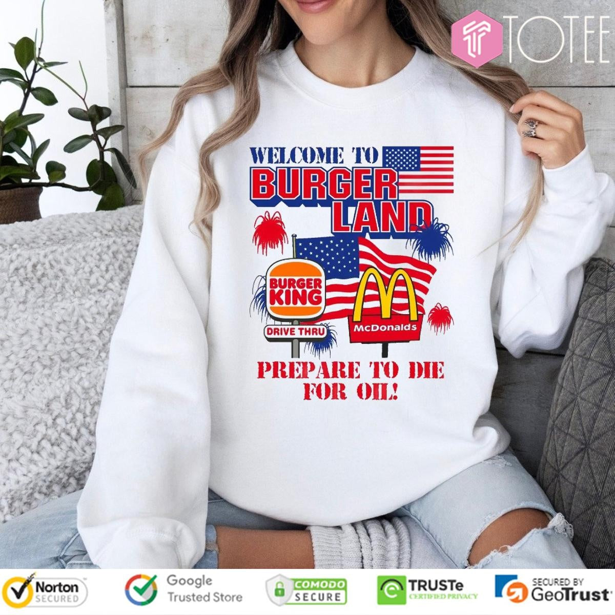 Welcome To Burgerland Prepare To Die For Oil Burger King Mcdonald Usa Flag T-shirt